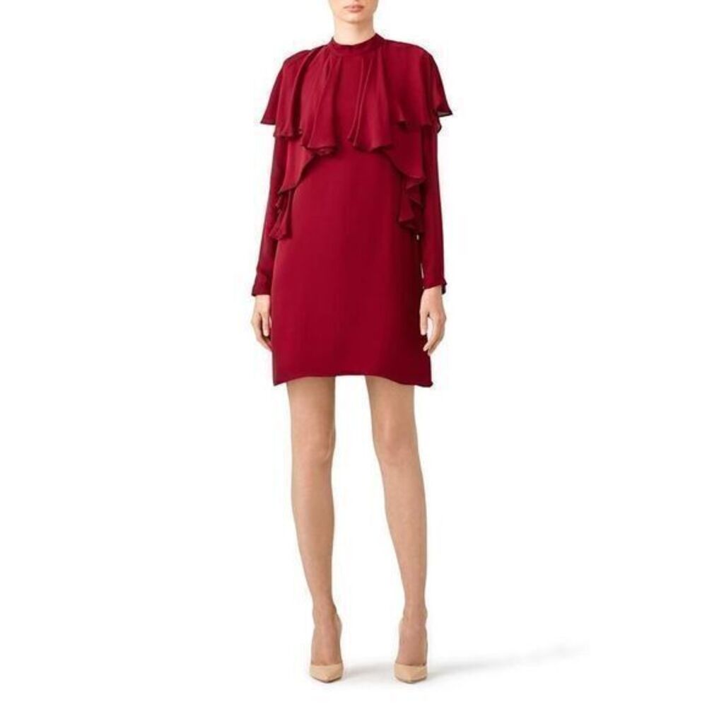 UNITEDWOOD Red Draped High Neck Shift SMALL